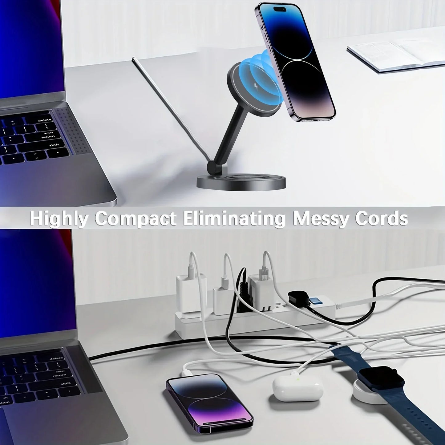 2 In 1 Magnetic Wireless Charger Stand Pad