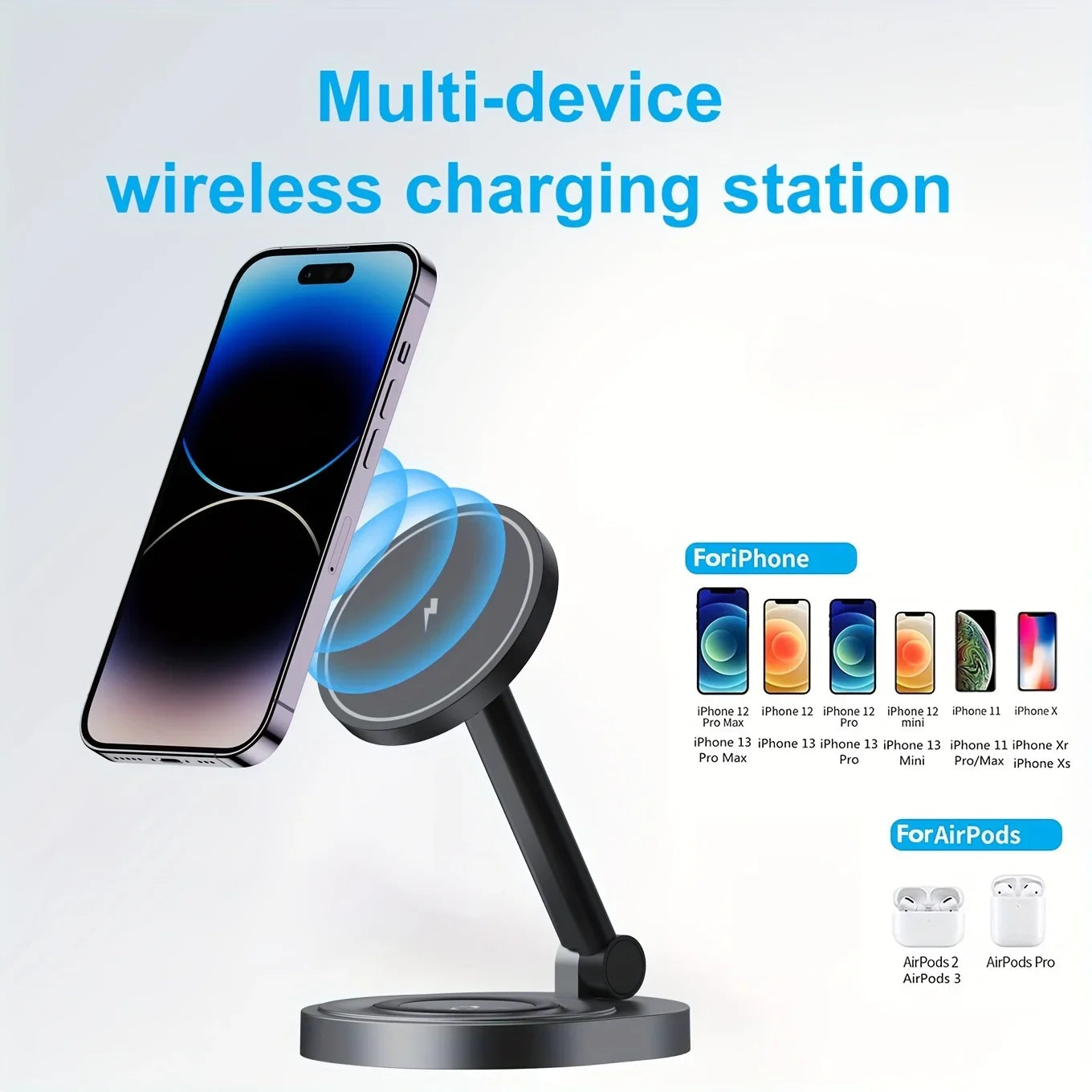 2 In 1 Magnetic Wireless Charger Stand Pad