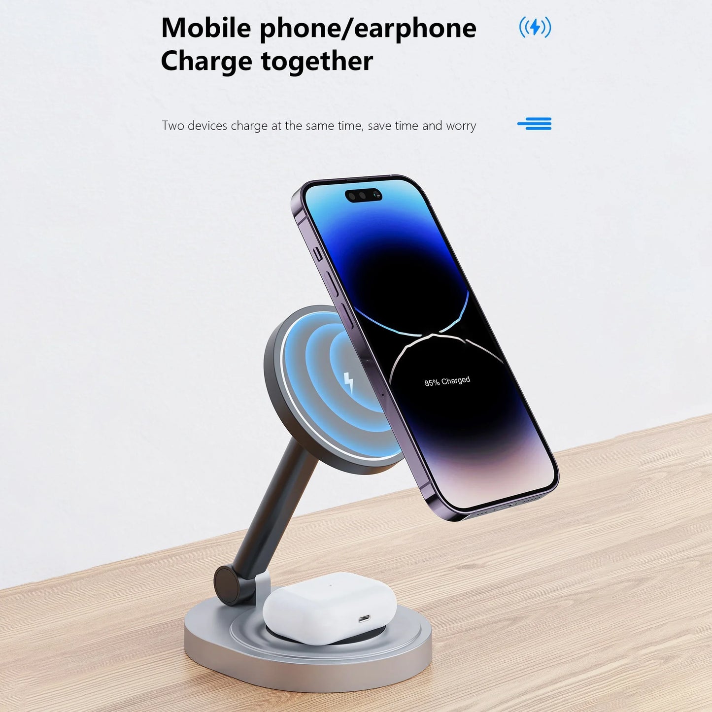 2 In 1 Magnetic Wireless Charger Stand Pad